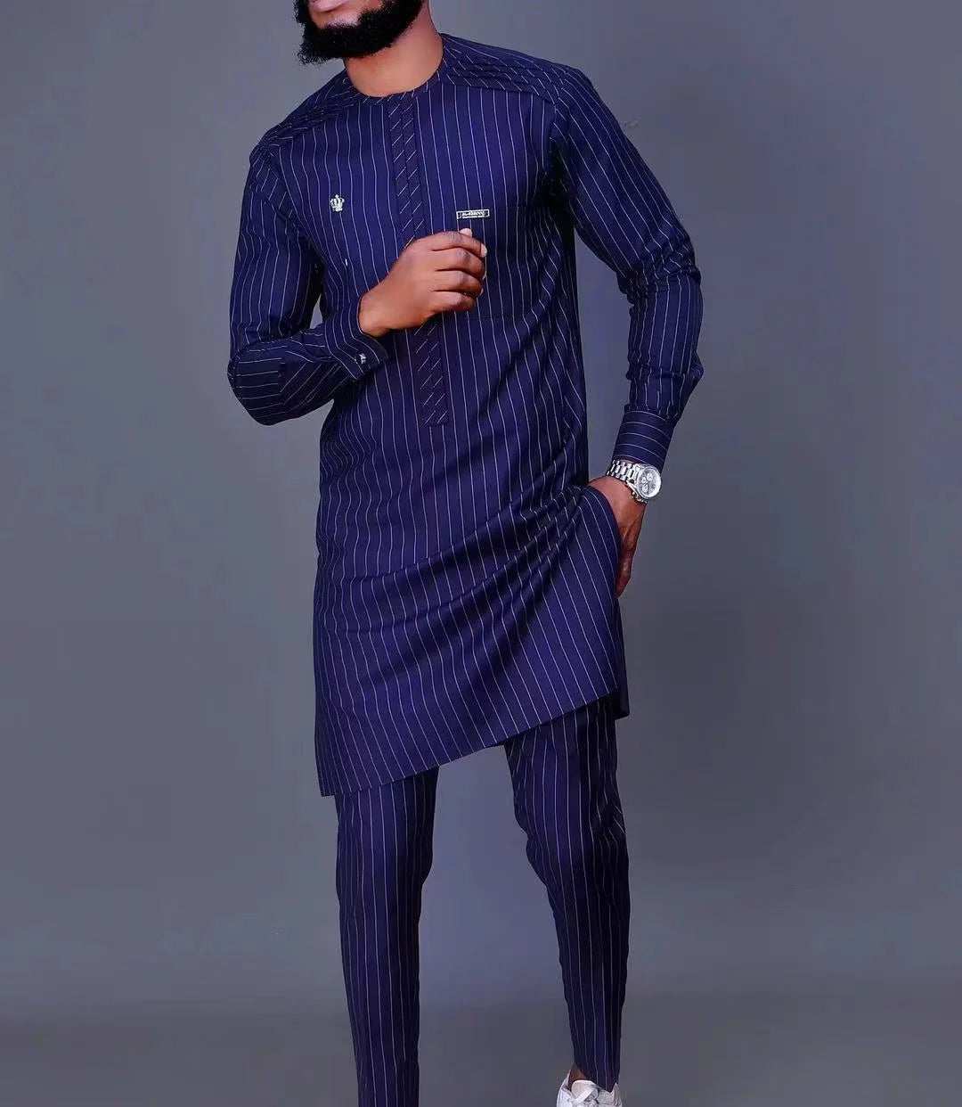 2025 new traditional men's suit luxury gentleman's shirt suit casual travel banquet men's two-piece set fashionable men's suit