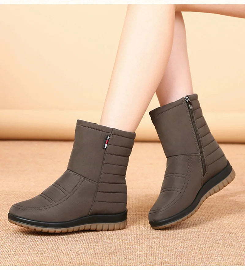 Waterproof Snow Boots Women Winter Shoes Non-slip Cold Winter Women Ankle Boots Non-slip Ladies Cotton Shoes Big Size 42 DX036
