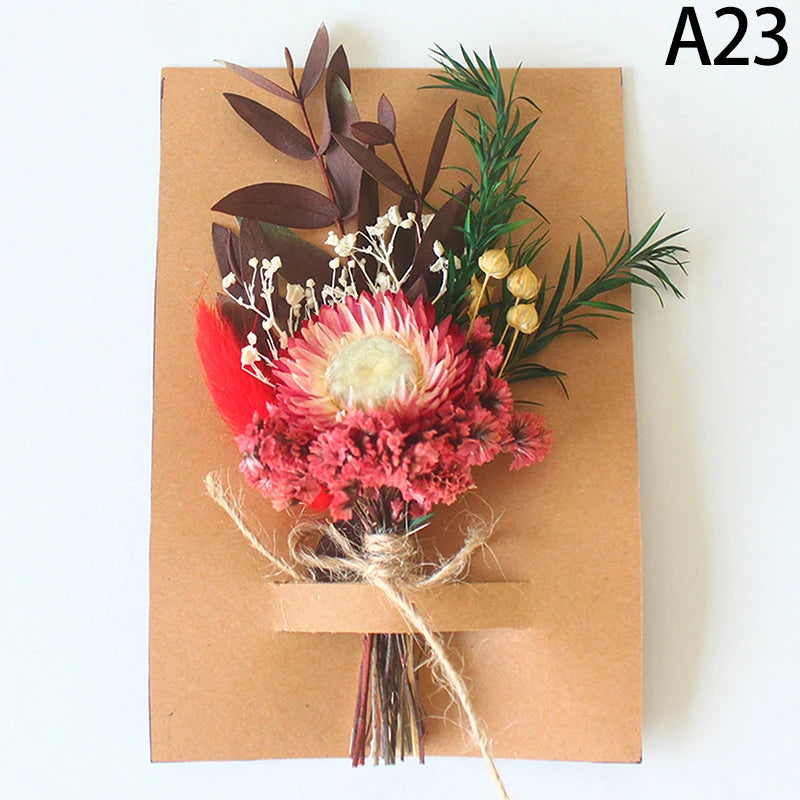 Mini Natural Dry Flowers Bouquet Bridesmaid Boutonnieres Christmas Wedding Decor Valentine's Day DIY Floral Materials