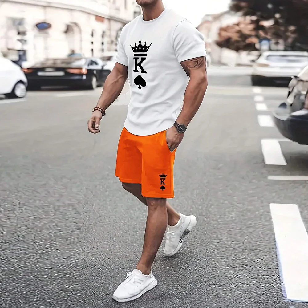 Men's Clothing Suits Summer Casual Breathable Refreshing Suit Print 3D Letters Oversized Fashion Men's Shirt Short Sleeve XS-6XL