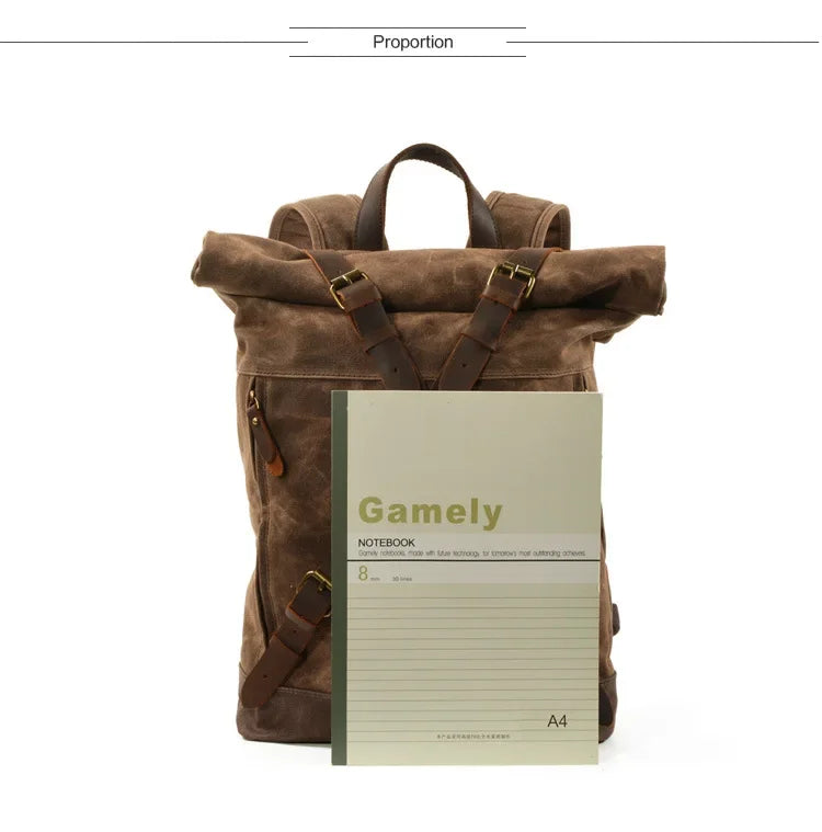 Male Backpacks Vintage Canvas Leather For Men Waterproof Rucksacks Large Mountaineering Travel Pack Outdoor computer bag