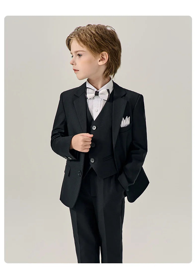 Prince Kids Green Jakcet Vest Pants Bowtie Piano Party Dress Boys Wedding Ceremony Photograph Suit Children Performance Costume