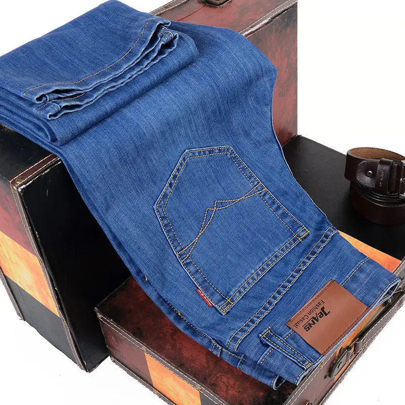 2025 Men NEW Men's Fashion Business Jeans Classic Style Casual Stretch Slim Jean Pants Male Brand Denim Trousers Black Blue Mens