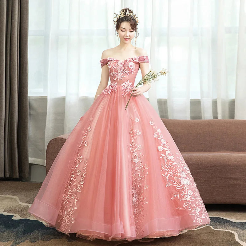 Luxury 15 Quinceanera Dresses Ball Gown Puffy Long Lace Appliques Prom Dress Customized Student Show Graduation Host Party Dress