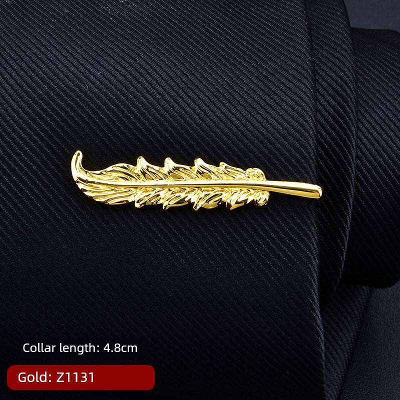 Tie Clip Male Minimalist Silver Fashion Formal Wear All-Match Tie Clip Sub Neckline Clip Laser Sculpture Laser Company Logo