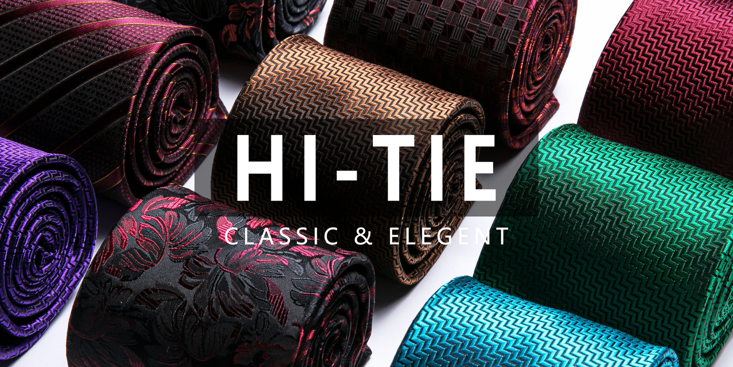 Hi-tie Royal Blue Plaid Silk Mens Elegant Tie Hanky Cufflinks Set Jacquard Necktie for Male Wedding Business Gift Designer