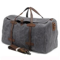 Vintage Waxed Canvas Men Luggage bag Genuine Leather Men Travel Bags Large Duffel Bags Weekend bag of trip Overnight carry on