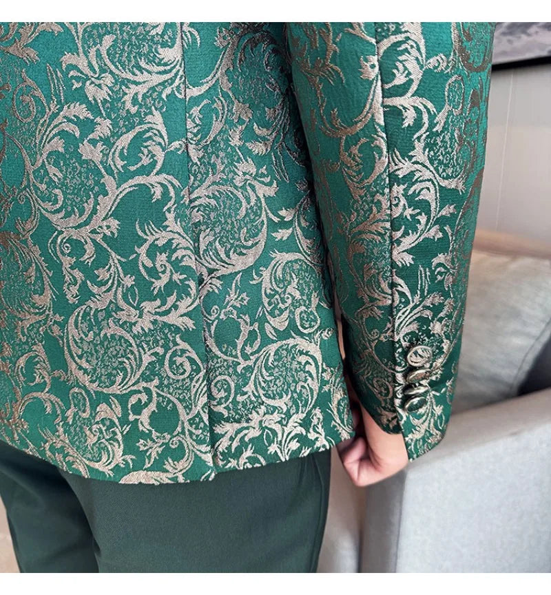 Spring 2025 Men's British Style Business Casual Three-Piece Suit Vest Trousers High-Density Jacquard Wedding Dress