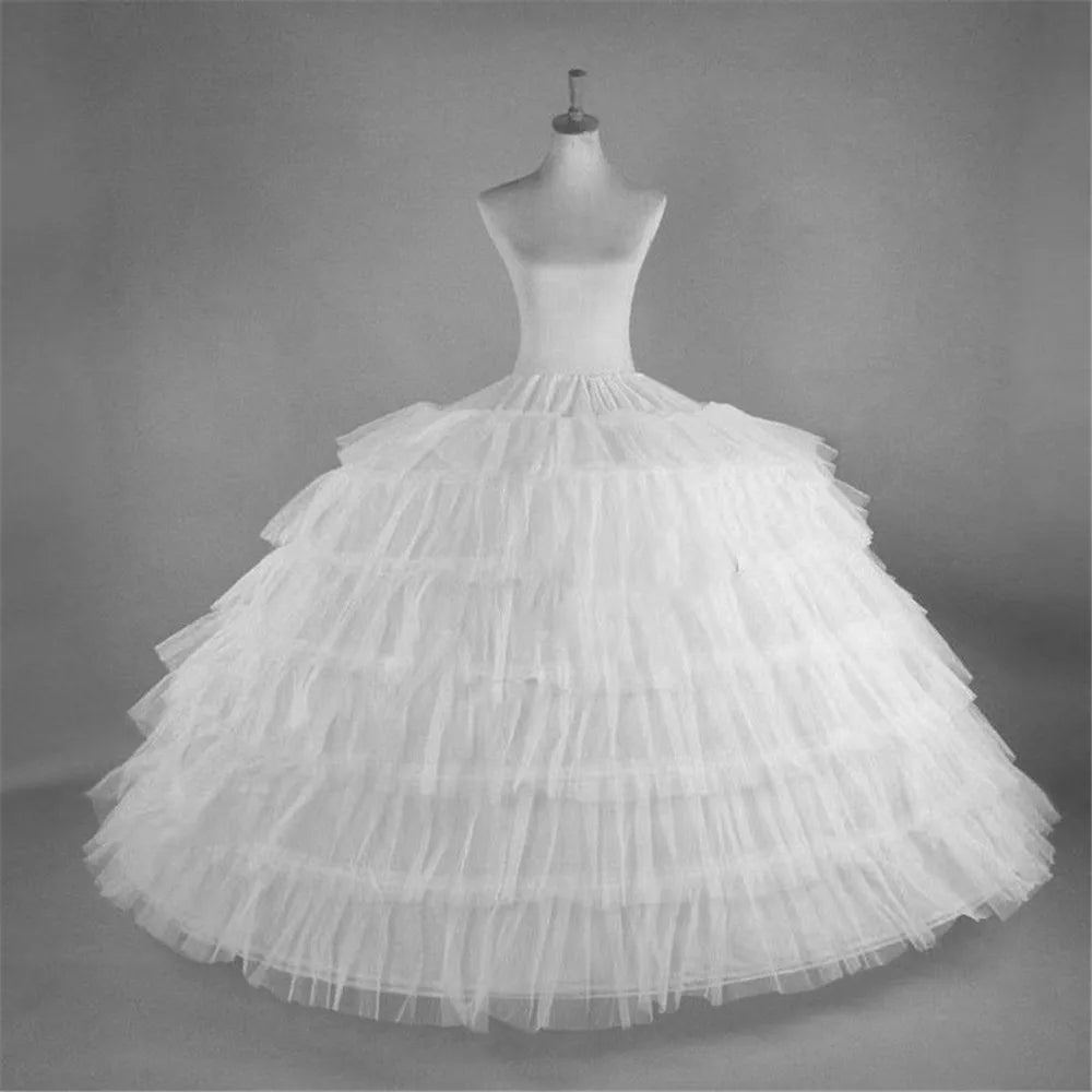 6 Hoop Crinoline Black White Long Wedding Petticoat Ball Gown Dress Underskirt Skirt Half Slips Wedding Accessories