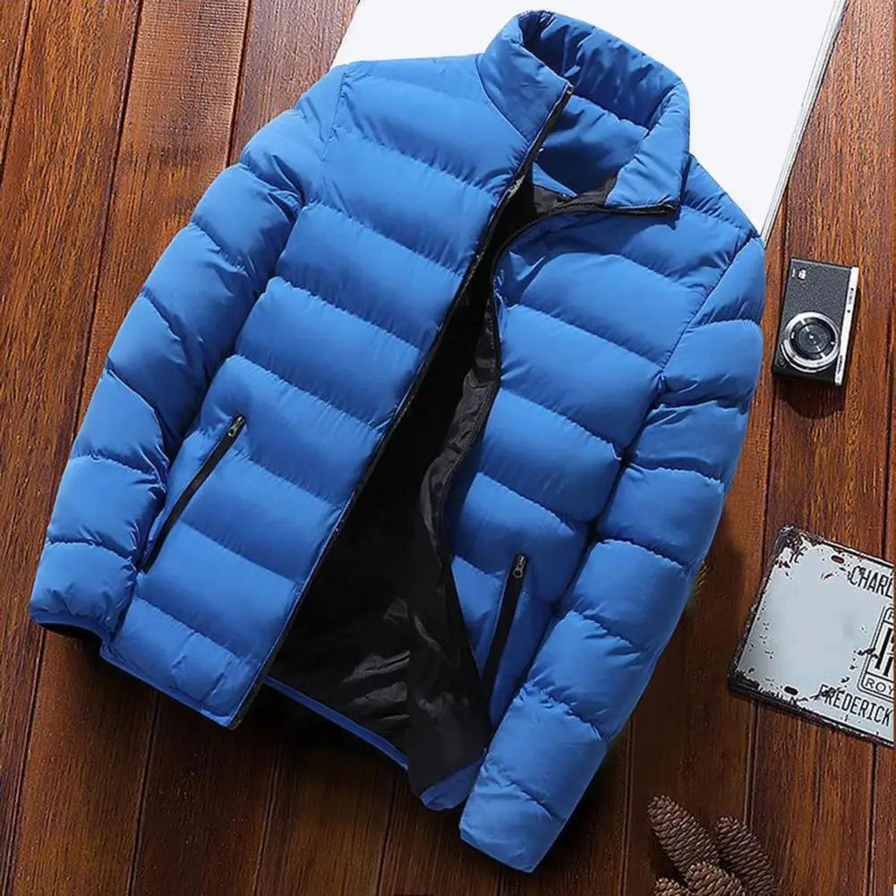 Padded Mens Jackets Winter Casual Windbreaker Stand Collar Thermal Coat Outwear Oversized Outdoor Camping Windproof Jacket