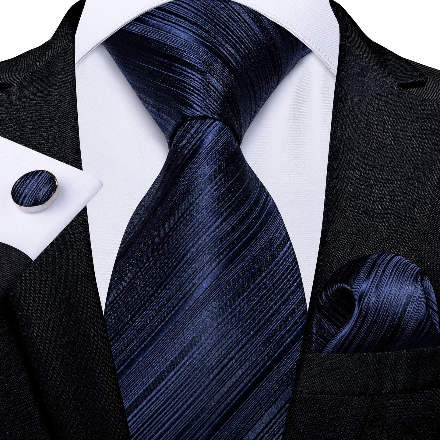 Royal Blue Paisley Plaid Striped Men tie Set with Handkerchief Cufflinks Wedding Prom Groom Accessories Perfect Gift for Men