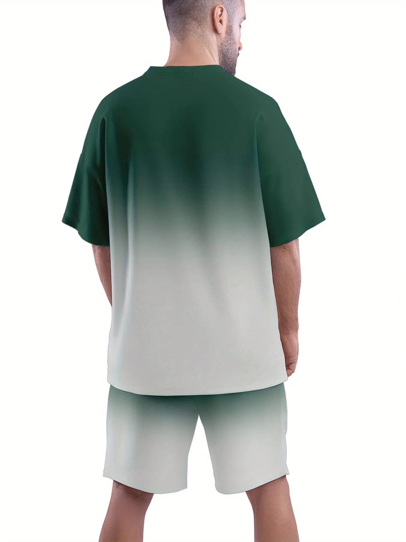 Casual sports suit breathable outdoor casual men's T-shirt five-point pants suit summer 3D printing suit male adult
