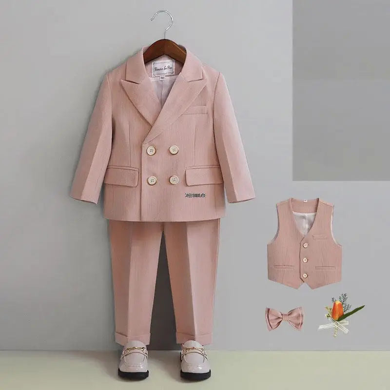 Flower Boys Photography Suit Baby Kids Formal Ceremony Costume Children Birthday Wedding Party Dress Performance Tuxedo Set