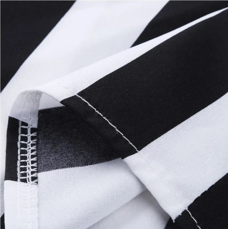 Summer casual new men's shirts, fashionable striped short-sleeved T-shirts, stand-up collar, versatile and trendy men's clothing