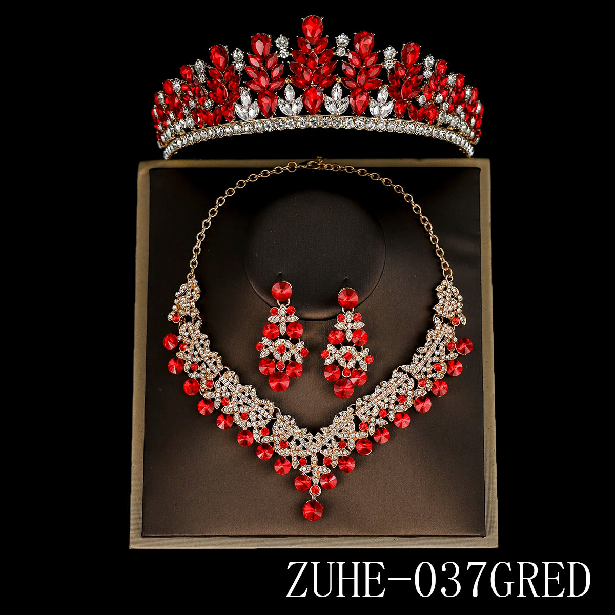 Bridal Wedding Elegant Headpieces Crystal Crown Tiara Classic Earrings & Necklace Set Jewelry Accessories Gifts for Friends