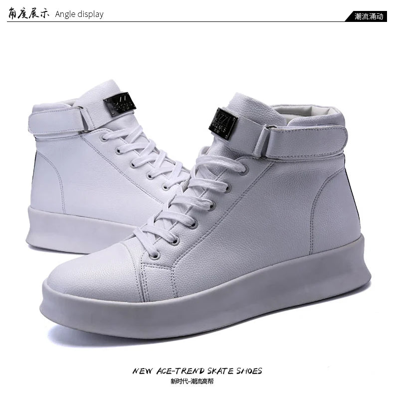 Fashion Luxury Men's Red High Top Sneakers PU Leather Casual Sneakers Men Flat Designer Shoes Breathable Hip Hop Sport Shoes Man