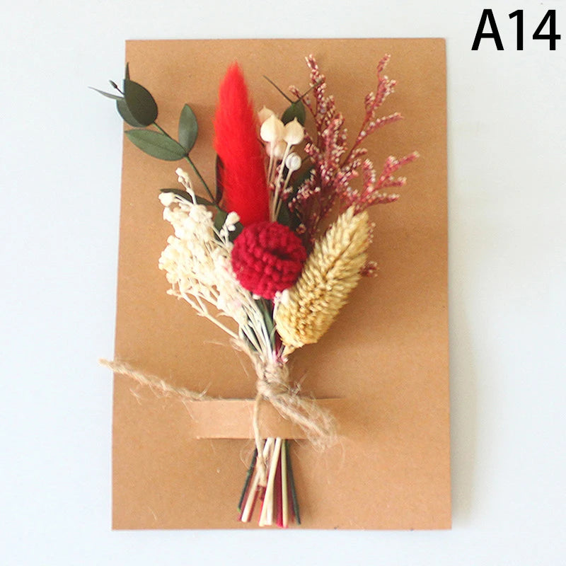 1pc Mini Natural Dry Flowers Bouquet Bridesmaid Boutonnieres Christmas Wedding Decor Valentine's Day DIY Floral Materials