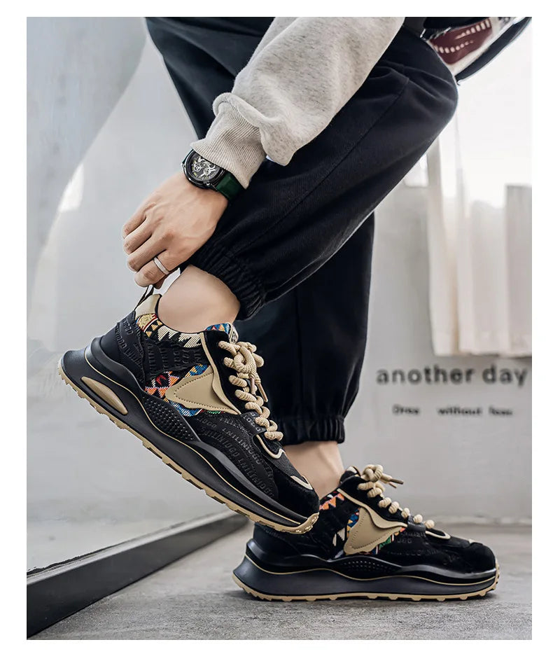 Men Sneakers 2025 Spring Autumn New Comfortable Outdoor Non Slip Running Shoes Trend Wear-resistant Vintage Lace Up Casual Shoes