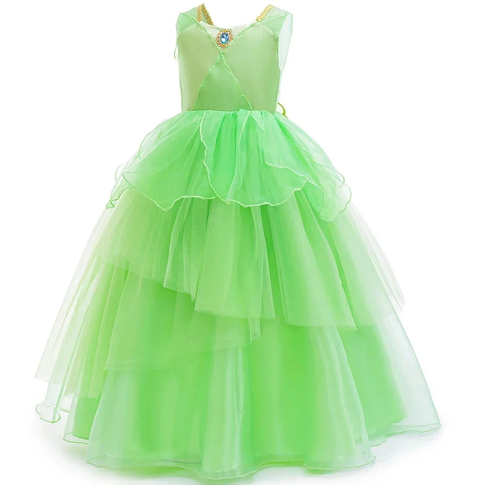 Children's Day Girl Dresses Butterfly Wings On The Back Ruffle Green Summer Dress For Girls Sleeveless Daily Outfits Clothes