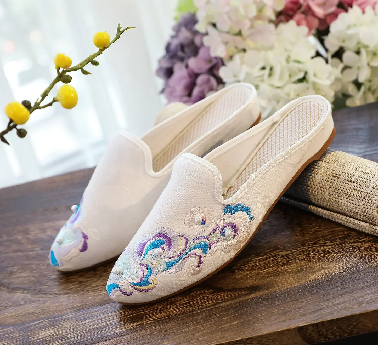 Summer Harajuku Chinese Style Women's Slippers Casual Vintage Embroidery Women Shoes Ethnic Style Fashion Streetwear Sandales