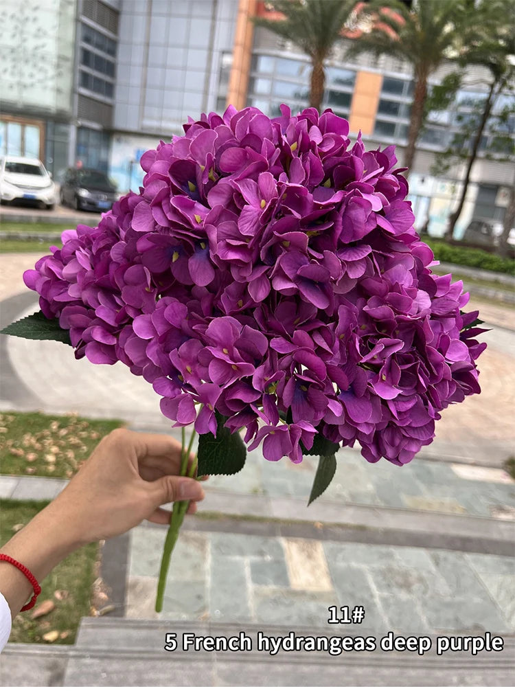 5 Heads Hydrangea Bouquet Silk Artificial Flowers for Party Wedding Living Room Decoration Accessories Home Decor Fake Flowers