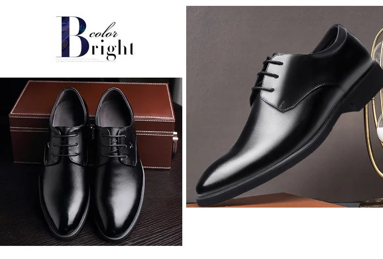 Men's Breathable Leather Shoes Black Soft Leather Soft Bottom Spring And Autumn Best Man Men's Business Formal Wear Casual Shoe