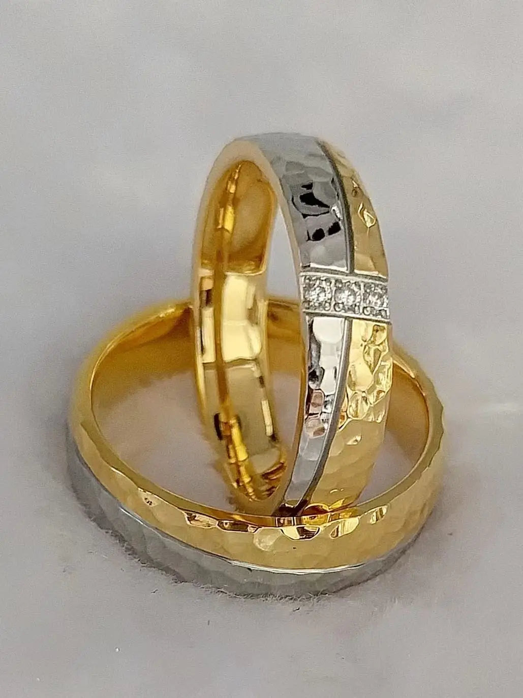 Wedding Rings Sets for Men and Women Handmade Unique Designer Matte 24k Gold Plated Titanium Jewelry Lover's Couples Ring