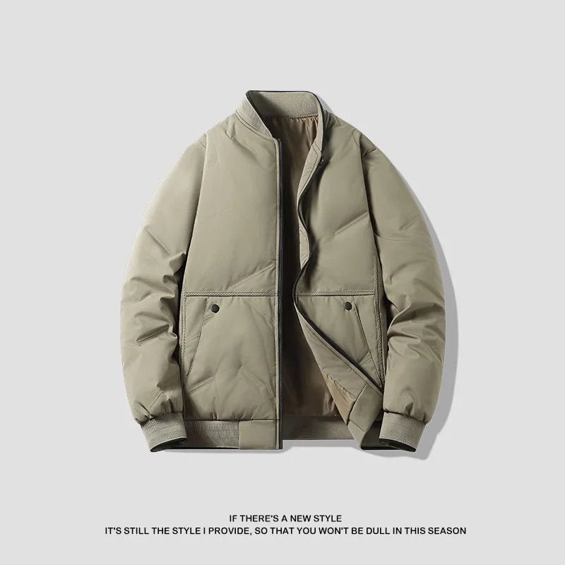 Men's Jacket Autumn Winter Thickened Warm Comfortable Breathable Casual Coat Outdoor Solid Color Windproof Zippered Jacket