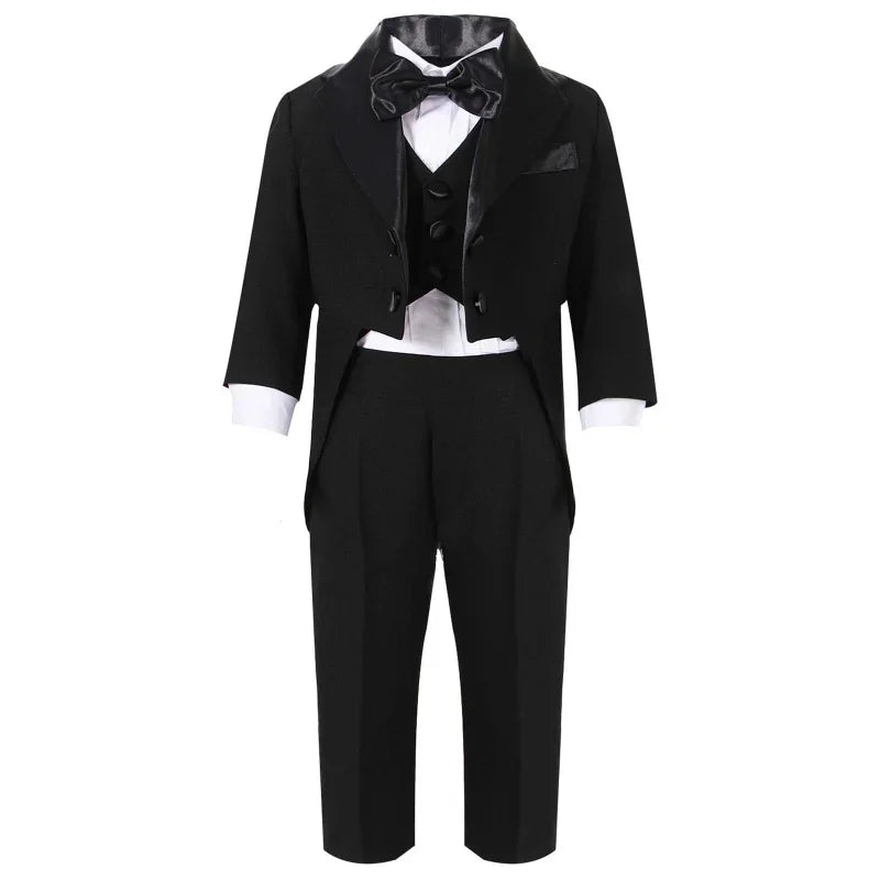 Boys Wedding Birthday Party Blazer Tuxedo Baby Boy Christening Outfit Coat Shirt Pant Vest BowTie Gentleman Suit Baptism Clothes