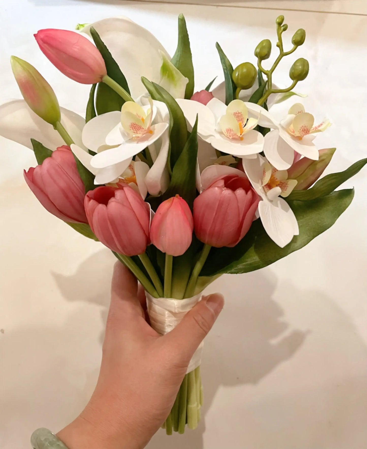 Wedding Bouquet Bridal Artificial Silk Flowers Foam Roses Bouquet Lace Decoration Natural Wedding Flowers