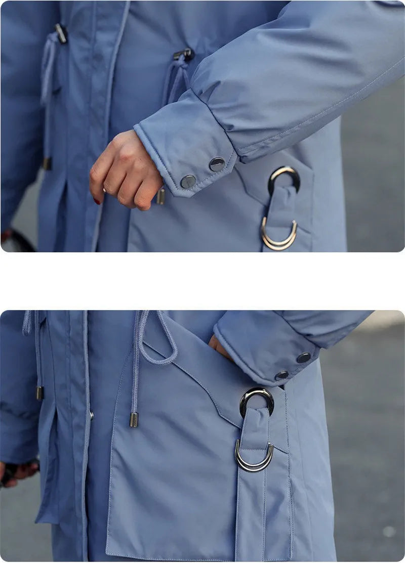 2025 Jackets Coats Outwear New Women's Parkas Winter Jacket Hooded Long Coat Thick Warm Female Cotton Padded Parka Fur Lining