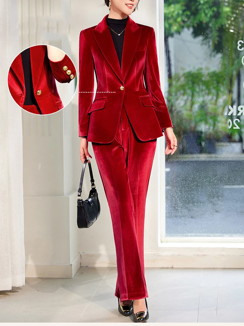 Yitimuceng 2025 New Fashion Office Women Two Piece Set of Fashionable Slim Fit Single Button Long Sleeved Women Long Pants Set