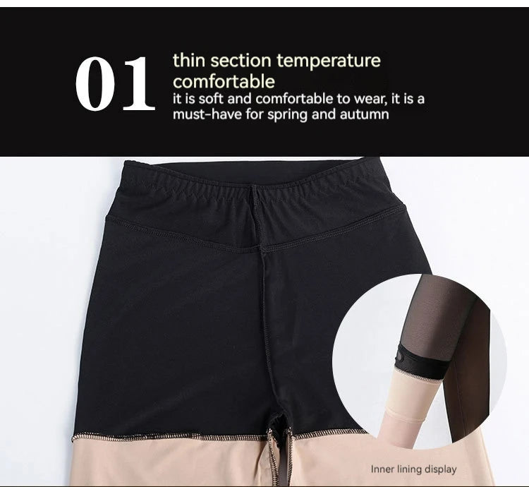 Winter Warm Leggings Sexy Slim Translucent Pantyhose Nylon Tights High Waist Elastic Wool Sock Pants Women Thermal Legging