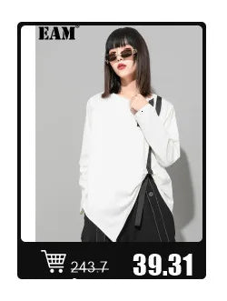 EAM High Waist Two Ways Wear Black Wide Leg Long Pants New Loose Fit Trousers Women Fashion Tide Autumn Spring 2025 1DF3635