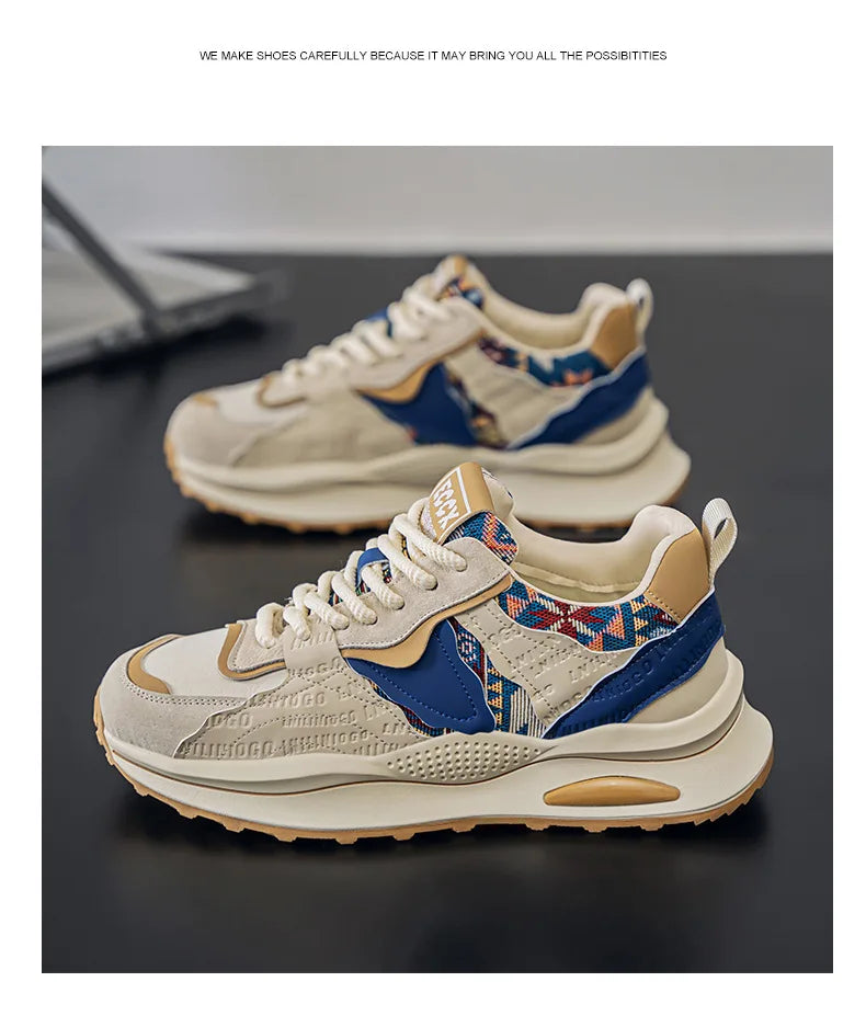 Men Sneakers 2025 Spring Autumn New Comfortable Outdoor Non Slip Running Shoes Trend Wear-resistant Vintage Lace Up Casual Shoes