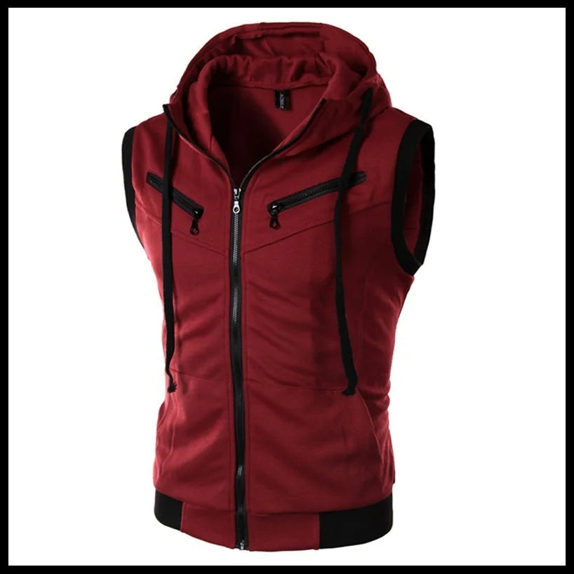 Men Summer Hooded Zipper Vest Mens Clothes Camouflage Tank Top Fitness Sweatshirt Sportswear Clothing Sleeveless Tanktop