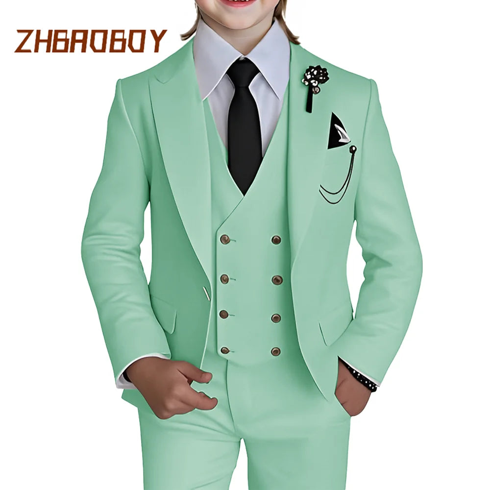 Boy's 3 Piece Suit Slim Fit Suit One Button Formal Wedding Suits Prom Dress Suit