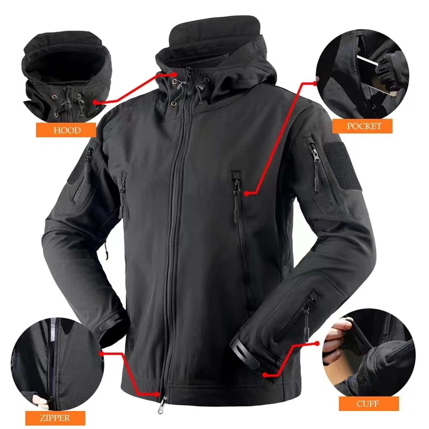 Men'S Winter Softshell Hardshell Jackets Men'S Fashion Trend Jackets Breathable Windproof Jackets Outdoor Sports Jackets Camping