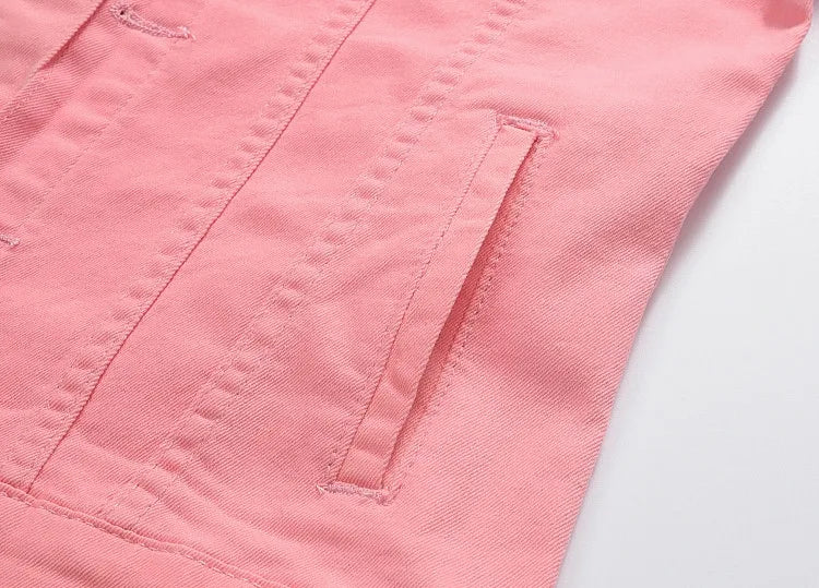 Men Pink Denim Jackets Outwear Slim Fit Denim Coats New Fashion Male Cotton Casual Jeans Jackets Streetwear Jean Coats Size 4XL