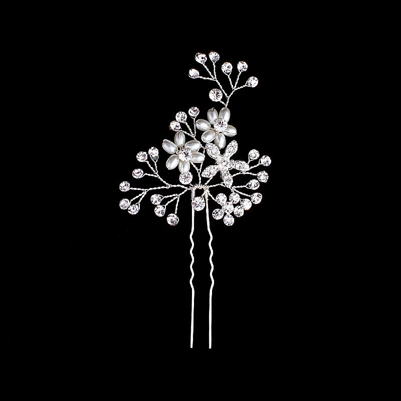 Fashion Pearl Rhinestone Flower Hair Pins barrette Bride Wedding Jewelry Accessories Hair Clips Headpiece For Women