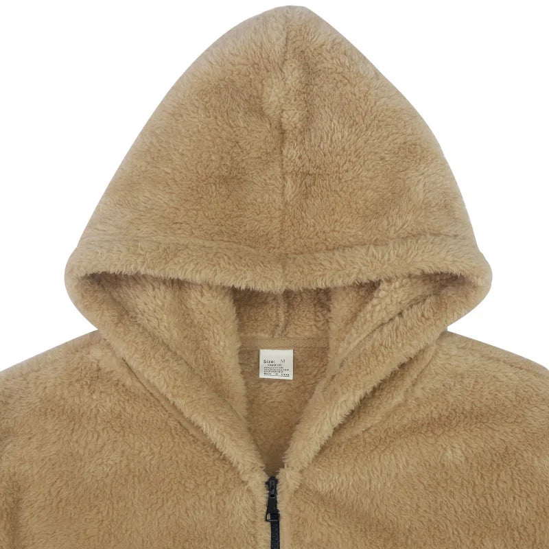 Men's Winter Jacket Warm Loose Casual Fleece Soft Fabric Velvet Skin Friendly Solid Streetwear Fashion Jackets Coats for Men