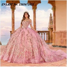 EVLAST Customized Pink Quinceanera Dress Ball Gown 3D Floral Applique Beading Tiered Corset Sweet 16 Vestidos De XV 15 Anos SQ88