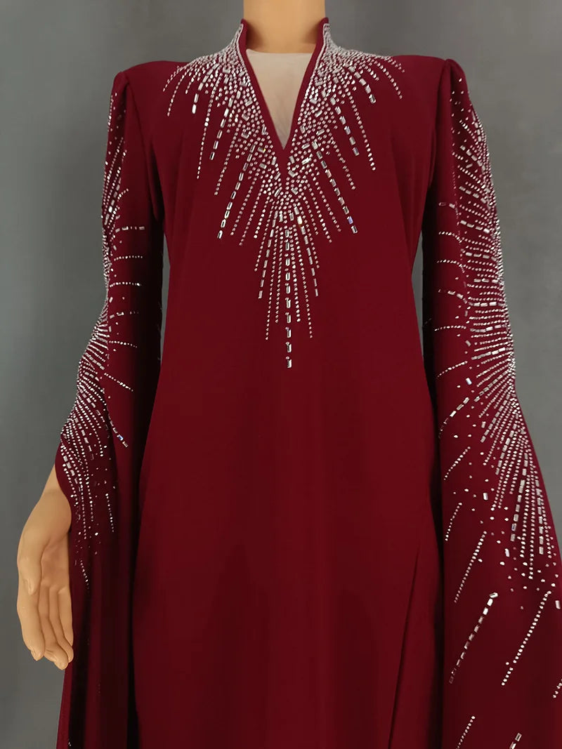 African Women Light Luxury Senior Sense Evening Dress Dubai Muslim High Quality Fashion Sequins Maxi Dresses Elegant Slim Abayas