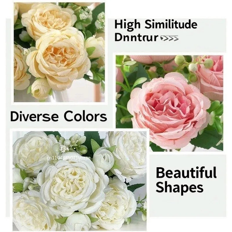 Artificial Flowers Silk Peony Wedding Bridal Bouquet Home Table Outdoor Garden Archway DIY Gift Room Decoration