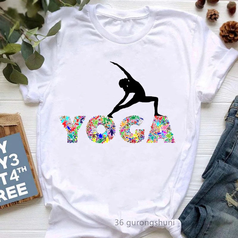 Newest Yoga Tree Print Tshirt Girls Summer Fashion Short Sleeve T Shirt Women Buddha Chakra Meditation T-Shirt Female Wholesale