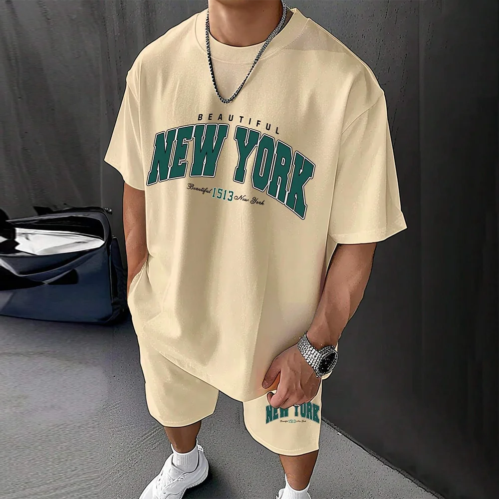 Men's Clothing Suits Summer Casual Breathable Refreshing Suit Print 3D Letters Oversized Fashion Men's Shirt Short Sleeve XS-6XL