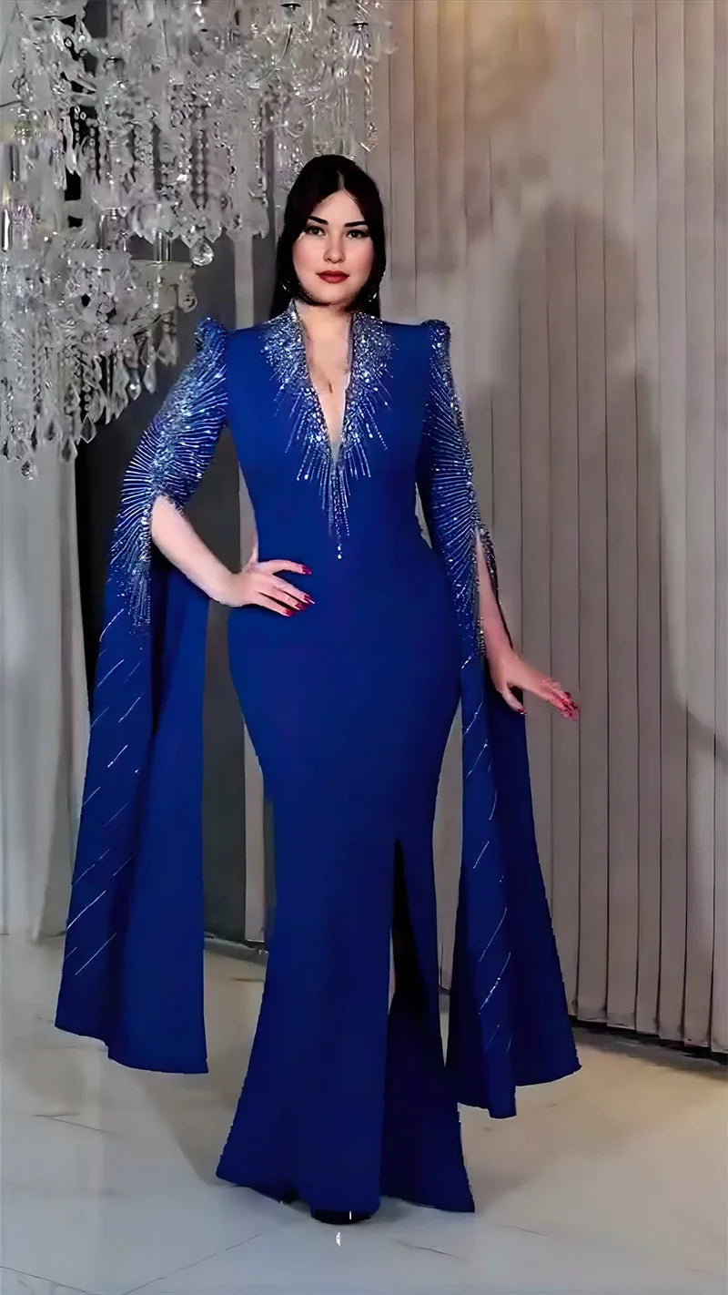 African Women Light Luxury Senior Sense Evening Dress Dubai Muslim High Quality Fashion Sequins Maxi Dresses Elegant Slim Abayas