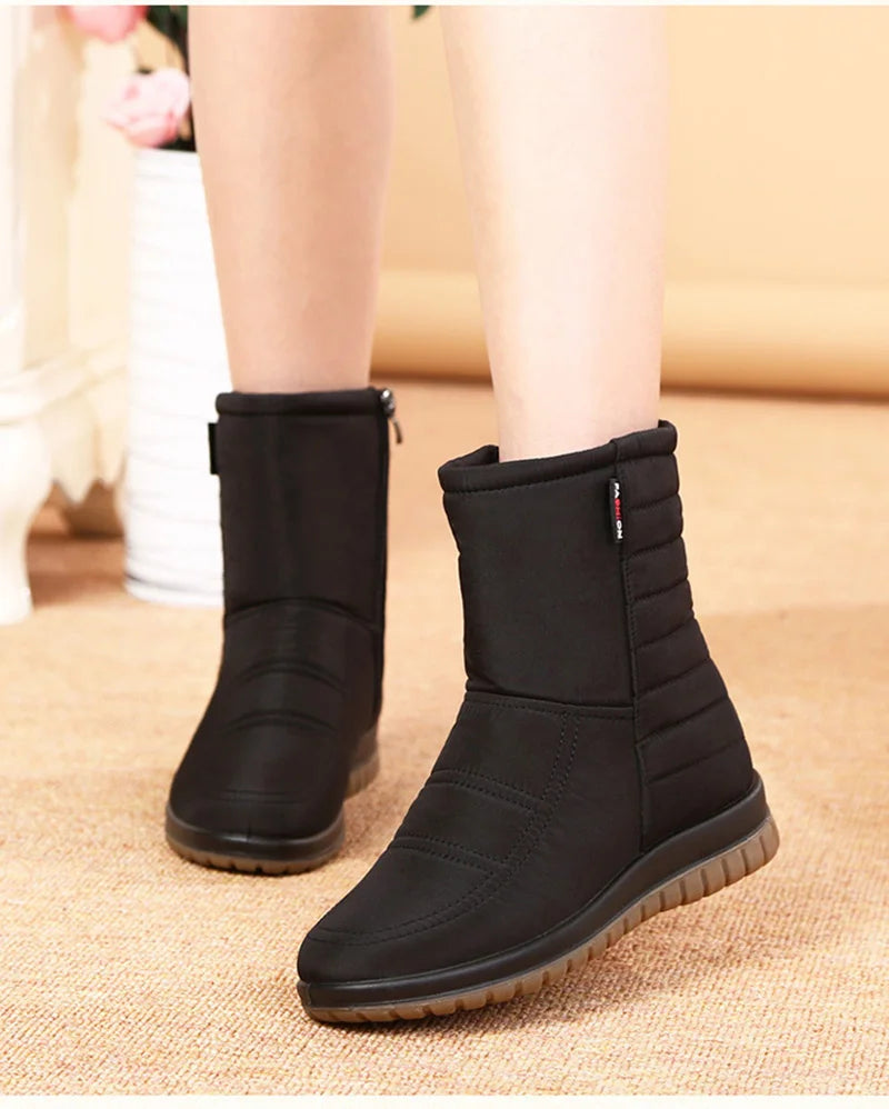 Waterproof Snow Boots Women Winter Shoes Non-slip Cold Winter Women Ankle Boots Non-slip Ladies Cotton Shoes Big Size 42 DX036