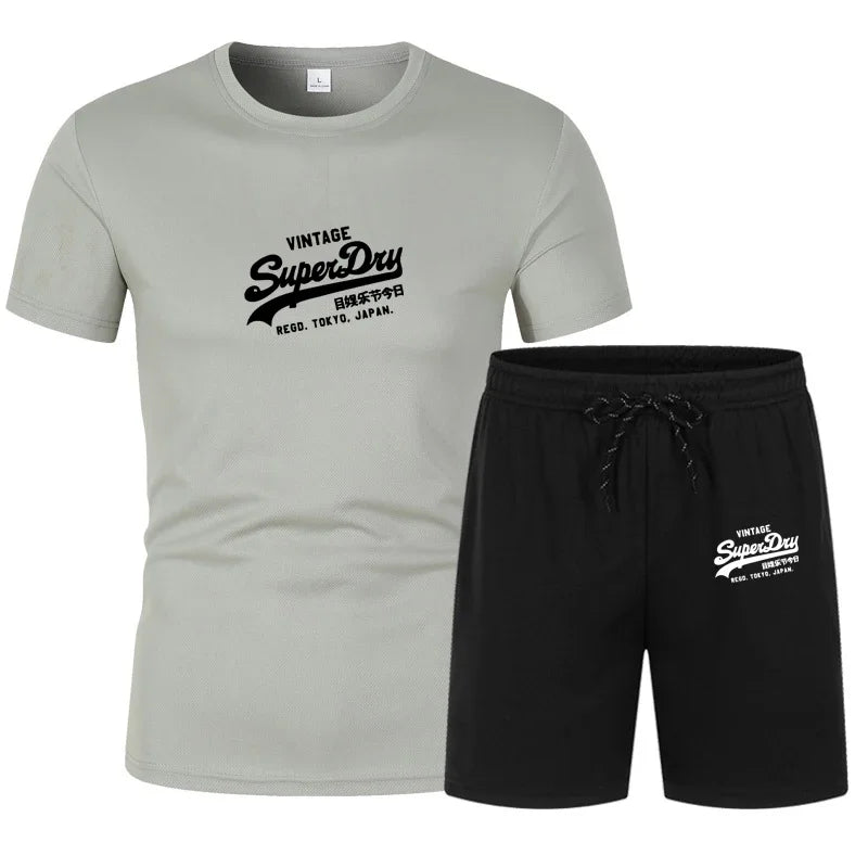 Men's summer sportswear tops, T-shirts, sports shorts, 2025 new T-shirt sets, quick-drying clothes