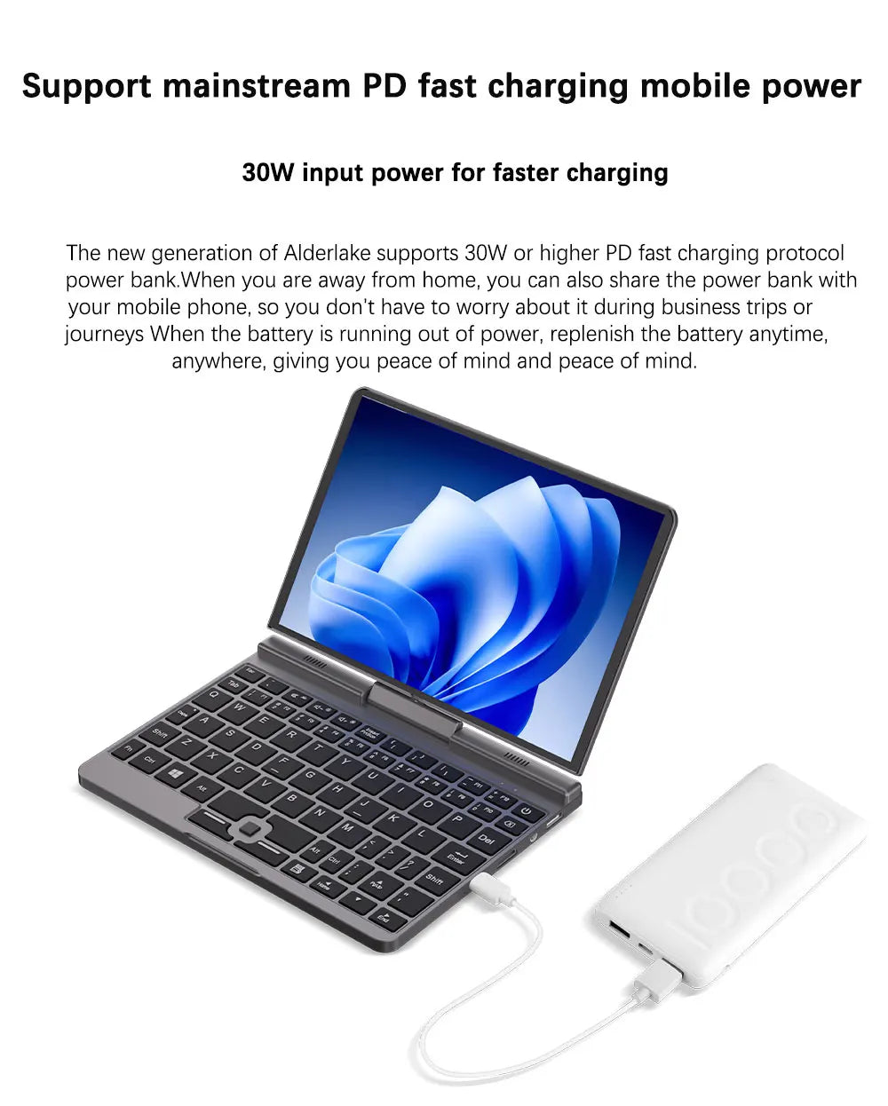 Mini Laptop 8 inch HD Touch Screen Mini Computer Windows 11 Pro Intel N100 4 Cores 2-in-1 Pocket PC 12GB LPDDR5 RAM 1TB M.2 SSD
